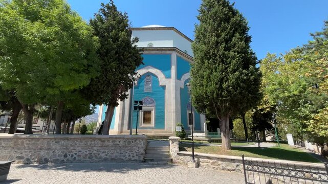 A view of the Green Tomb in the city of Bursa, Turkey. The Ottoman Sultan Celebi Mehmed is laid to rest here.