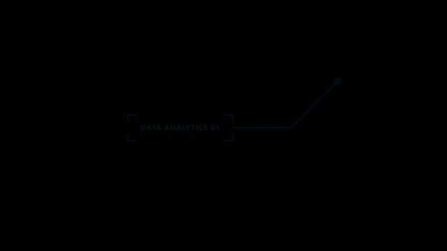 Modern digital data analysis callout interface design for high resolution motion graphics project animation on dark background