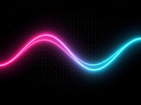 Neon Pink and Blue Glowing Wave Art