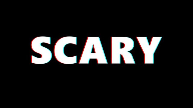 Spooky scary text with glitch and chromatic aberration effect for horror themed videos and design