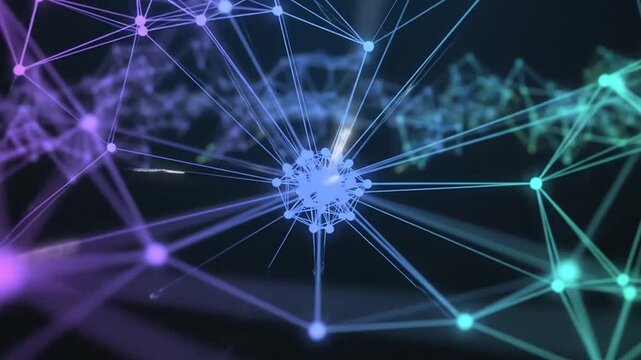 Dynamic Visualization of Neural Network Connections Showing Vibrant Data Flow and Digital Connectivity