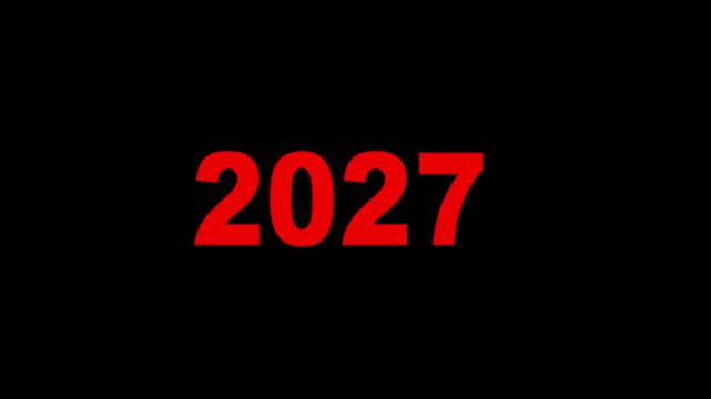 Coming soon 2027 text with red neon glow effect year date announcement typography future year date announcement typography future. 