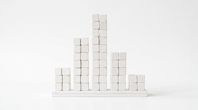 Sugar Cube Bar Chart: A visually striking representation of growth and data, this bar chart is constructed entirely from white sugar cubes stacked on a white base.