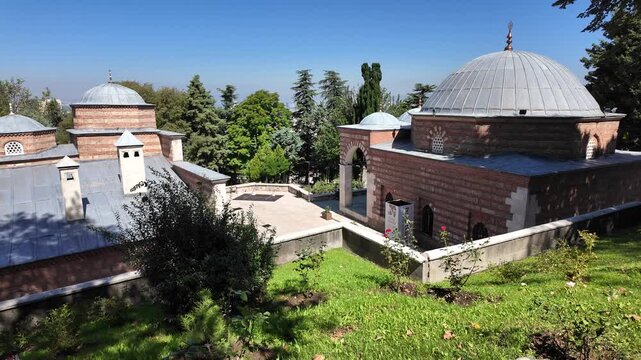 A view of the historic Yildirim Bayezid Mosque and Complex in the city of Bursa, Turkey.