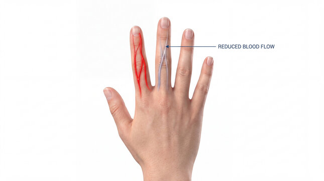 Reduced blood flow raynauds syndrome hand diagram
