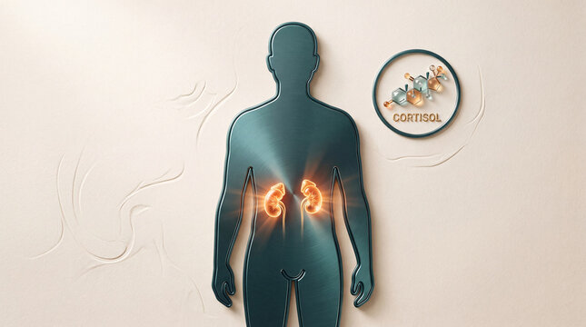 Endocrine adrenal glands cortisol hormone production diagram