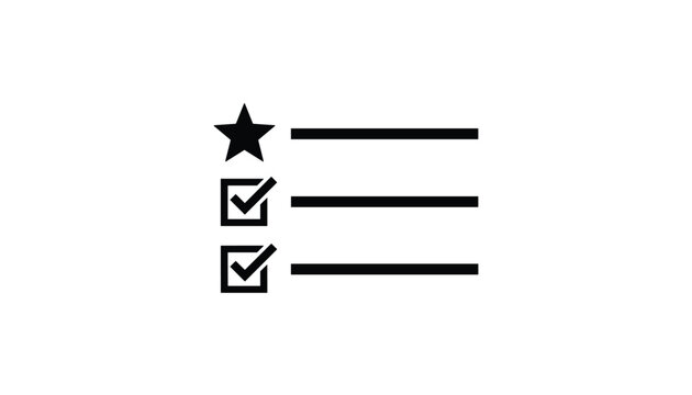 Favorite list icon with star and checkmarks symbolizes prioritized tasks, achievements, or successful completion of items.