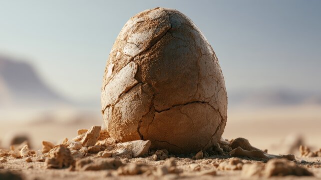 fossilized dinosaur egg in the desert