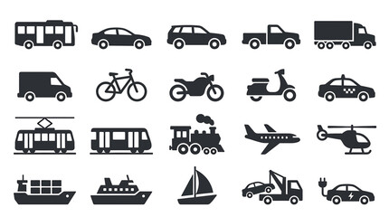 Obraz premium Set of various transportation vehicle icons