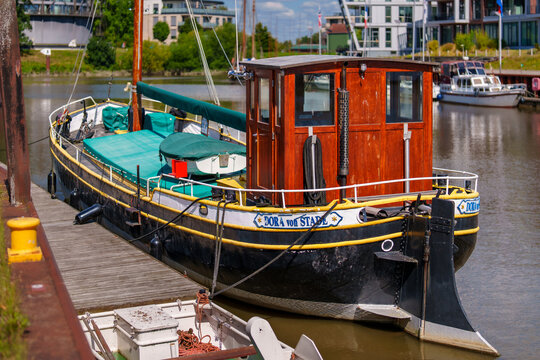 Buxtehude, Germany - August 25, 2026: Historic ship in the harbor.