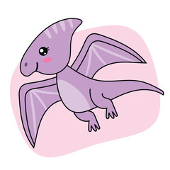 Cute Purple Pterodactyl Flying Illustration © mascuteestudio