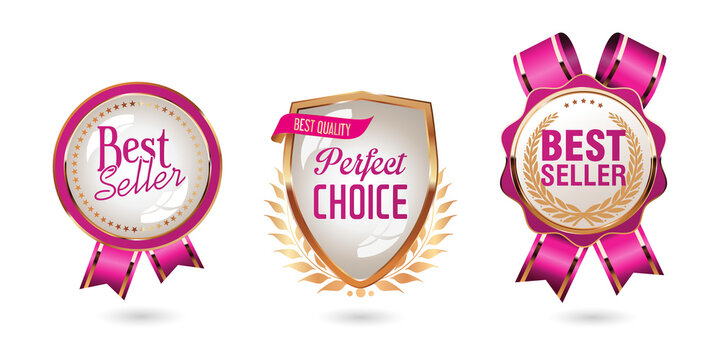 Pink seller and choice badges isolated on a transparent background