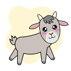 Fototapeta premium Cute Cartoon Goat Character Flat Design Illustration
