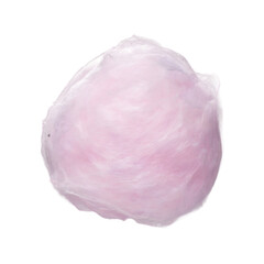Fototapeta premium Fluffy pink cotton candy ball isolated on a white background, close up studio food of a sweet carnival sugary treat snack