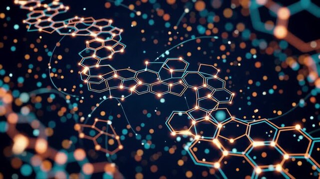 Graphene nanotube molecule structure moving animation
