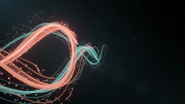 Data Ribbons Twisting Through Dark Space for Tech Background