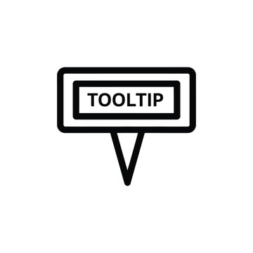 Minimalist black and white tooltip icon with bold outline and text label