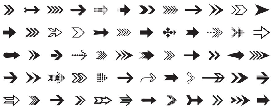  Arrows big black set icons. Arrow icon. Arrow vector collection. Arrow. Cursor. Modern simple arrows. illustration. 