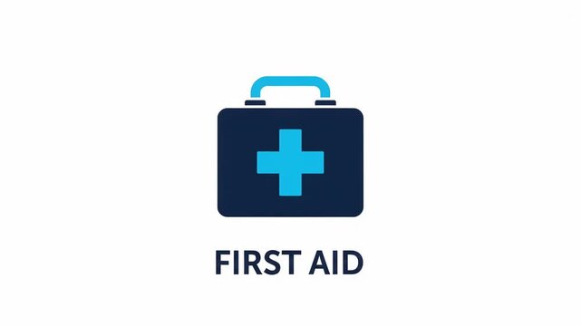 First aid kit icon, medical emergency box symbol, healthcare and safety equipment sign, vector illustration isolated on white background, 4k animated stock video