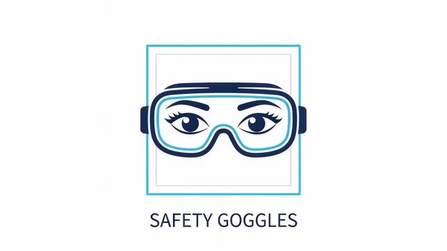 Safety goggles icon, simple flat vector illustration of eyes, protective eyewear symbol for laboratory or industrial safety, isolated on white, 4k animated stock video