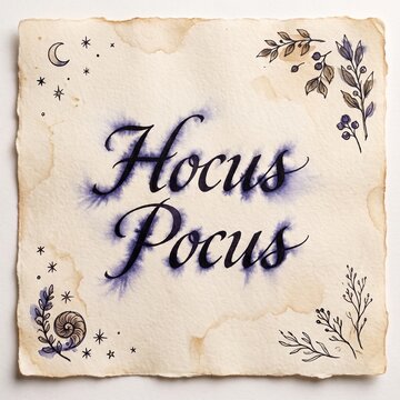 Hocus Pocus Calligraphy On Watercolor Parchment Paper