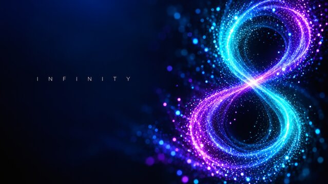 Infinite Fluidic Particle Loop with Elegant Spaced Infinity Typography