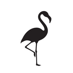 Fototapeta premium Black Flamingo standing on one leg Silhouette Vector, High Quality Illustration on White Background