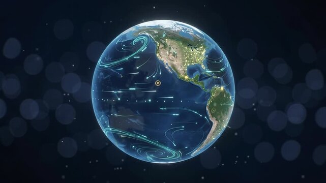 Holographic Digital Globe Rotating with Global Network Data Streams