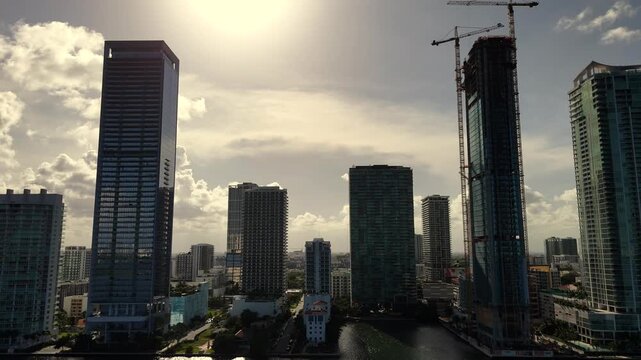 Backlit sunset Edgewater Miami shot with a drone 2026