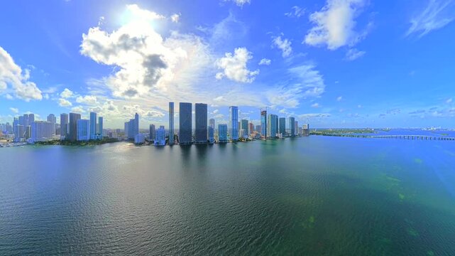 Stock footage Edgewater Miami with amazing sun and bay views