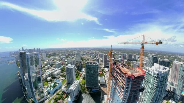Rooftops of skyscrapers Miami Edgewater 4k 60fps
