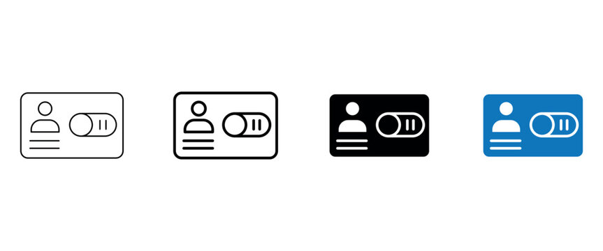 Account suspension switch icon featuring a user profile and toggle control, representing account suspension, activation status, access control, and user account management.