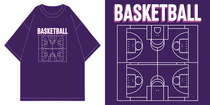 basketball court tactic board blueprint scheme typography artwork t shirt design vector illustration artwork

