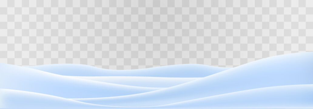 Vector snowfall, realistic snowdrift hill for winter background. Snow landscape decoration, frozen hills isolated on png background.  Christmas snowy scene, white mounds and snow pile.