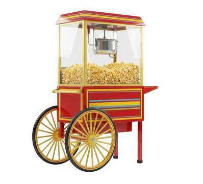 Vintage style popcorn machine cart isolated on transparent background