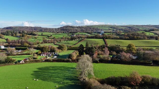 Rural Chagford Fields and Farmhouses Aerial