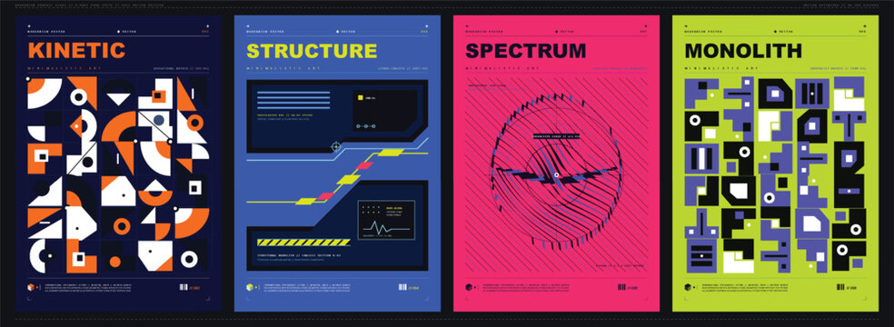 Modernism series full showcase of kinetic, structure, spectrum, and monolith art pieces on display