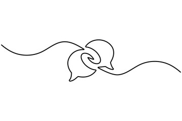 Obraz premium Chat speech bubbles one line art featuring editable stroke and minimalist design
