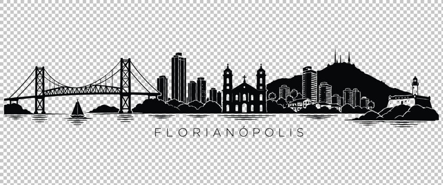 Florianopolis city skyline silhouette vector illustration
