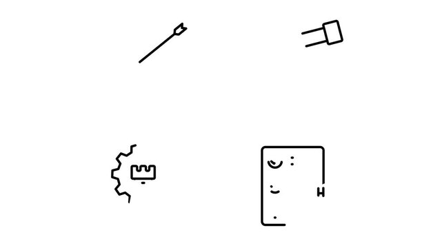 Company Vision and Mission Drawing Animation with Business Strategy Planning Icons on Transparent Background