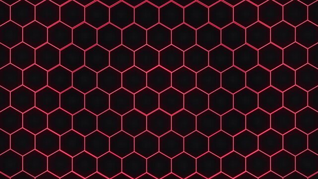Abstract glowing red hexagon pattern background