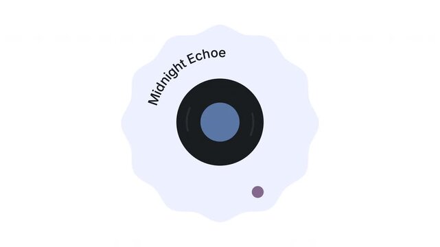 Animated Vinyl Record Music Player Widget with Rotating Disc, Circular Audio Interface, Song Display, Playback Visualization and Modern Digital Music UI Element