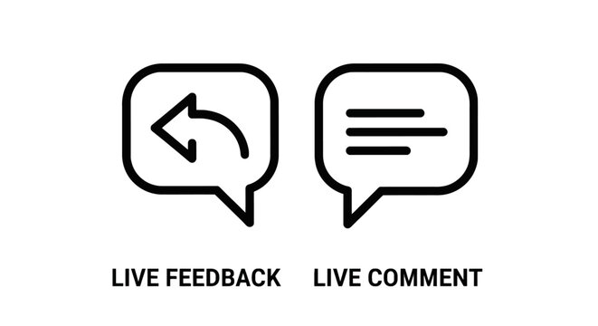Live feedback and comment speech bubble icons with social media chat icon user interaction message bubble online conversation digital messaging