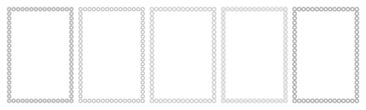 Ornamental Circle Pattern Frames - White Vintage Decorative Border Vector Collection on white Background