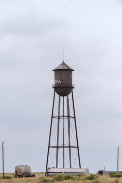 Old water tower in the remote Great Plains