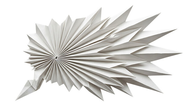 White origami starburst design element on black background for modern graphic and web design projects transparent background