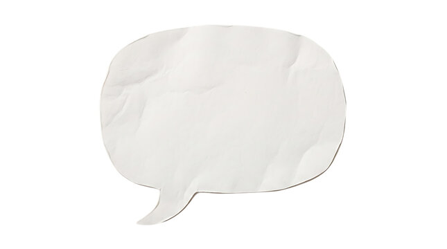 Crumpled paper speech bubble shape isolated on transparent background