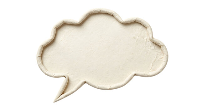 Blank white speech bubble made of clay or paper on a black background for design or dialogue use transparent background