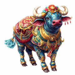 Fototapeta premium Ornate Bull in Traditional Chinese Armor
