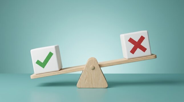 Business planning strategy and management concept showing evaluation on a wooden scale.